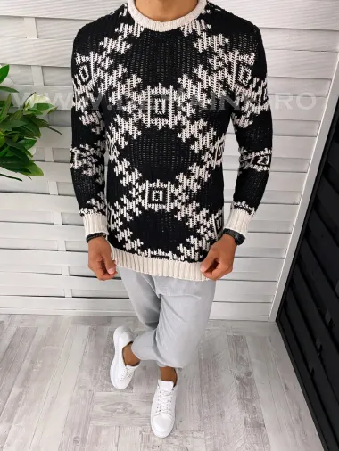 Pulover barbati gros slim fit bej T3623 U2